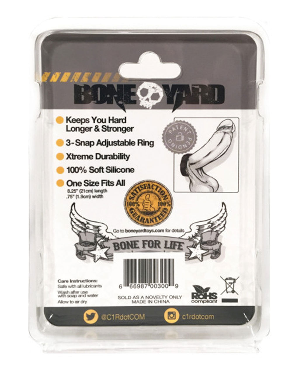 Boneyard Silicone Cock Strap - 3 Snap Ring