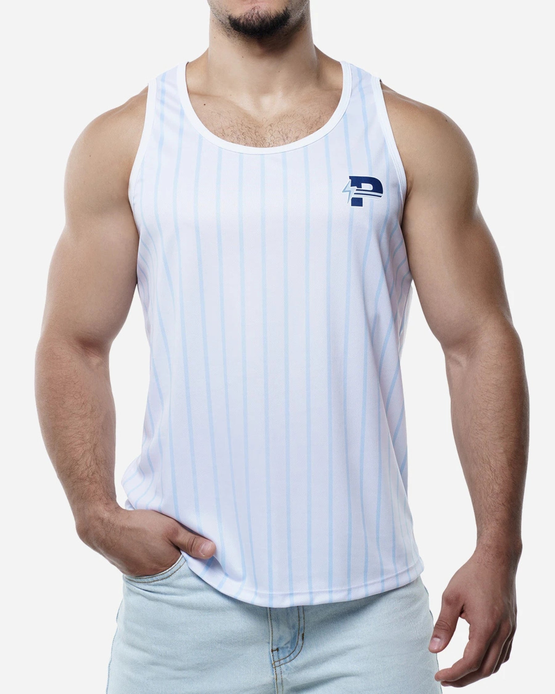 Sky Blue Striped Tank Top