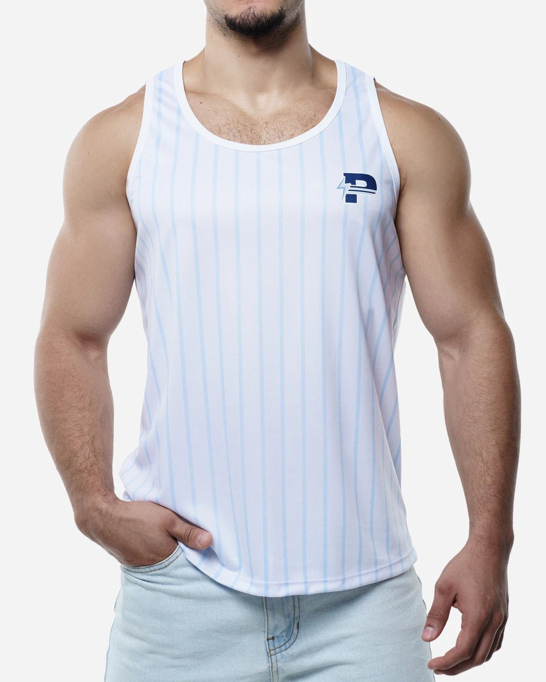 Sky Blue Striped Tank Top