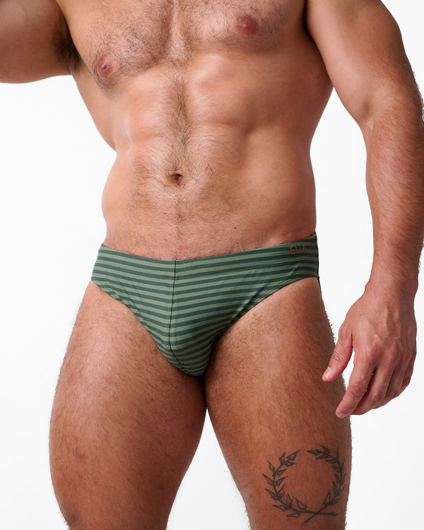 Mylos Swim Brief - Green Stripe